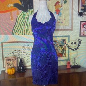 Elegant Blue Halter Dress